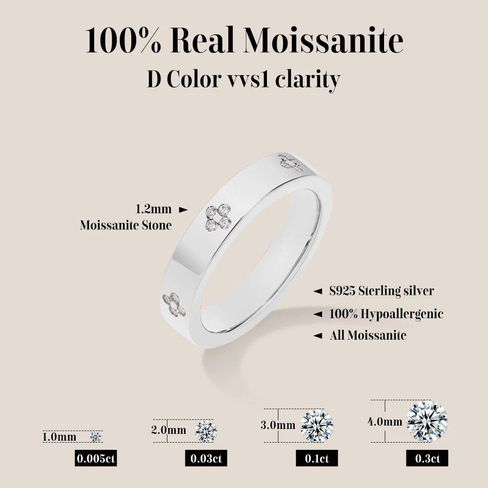 ATTAGEMS Moissanite Ring S925 Sterling Silver Round Cut