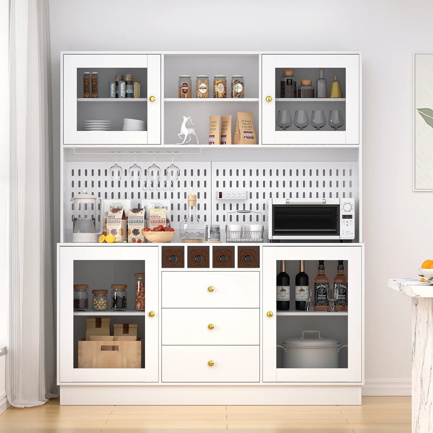 VOWNER Pantry Cabinet Freestanding Kitchen Storage Buffet Hutch