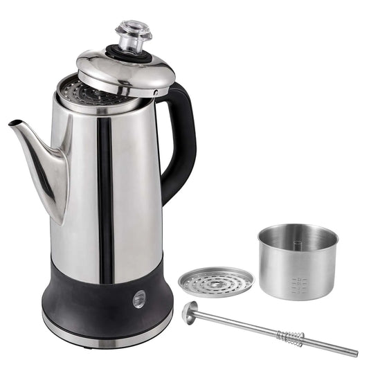 SucceBuy 12-Cup Electric Percolator Coffee Pot 304 Stainless Steel Keep Warm