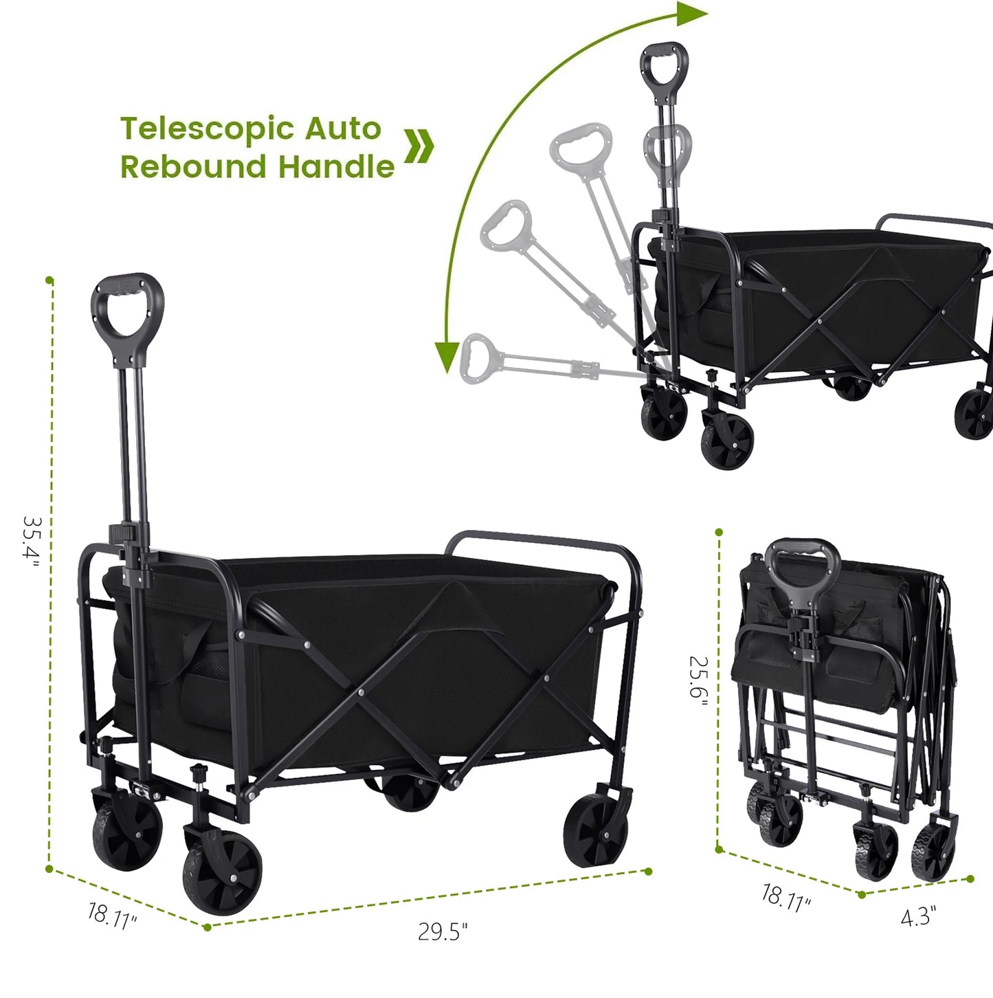 Heavy Duty Folding Wagon Cart All Terrain Wheels With Drink Holders