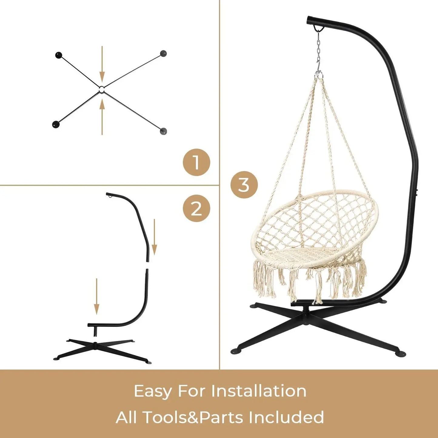 Homfa Heavy Duty Metal Hanging Chair Hammock C Stand