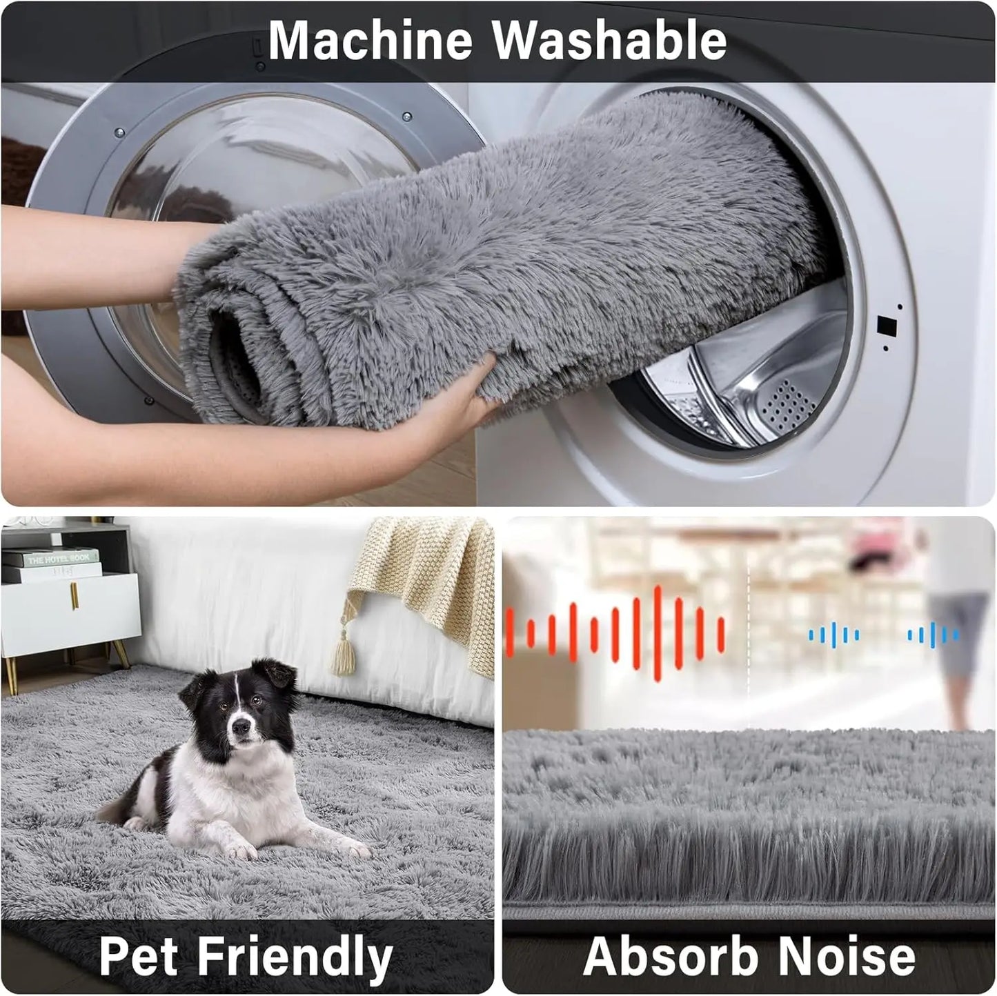 Soft Modern Indoor Shaggy Rug Non Slip Plush Area Carpet For Living Room