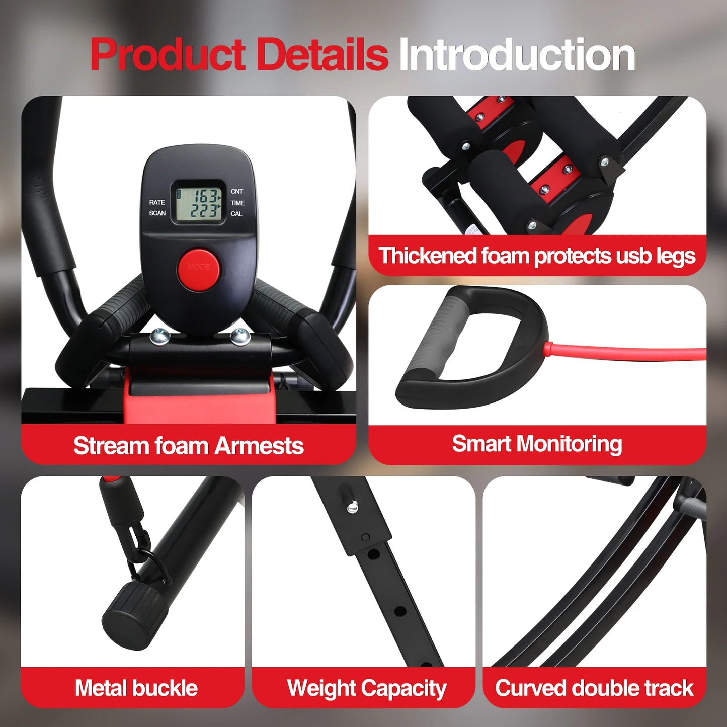 Foldable Abdominal Trainer With Dual Track Core Workout Machine