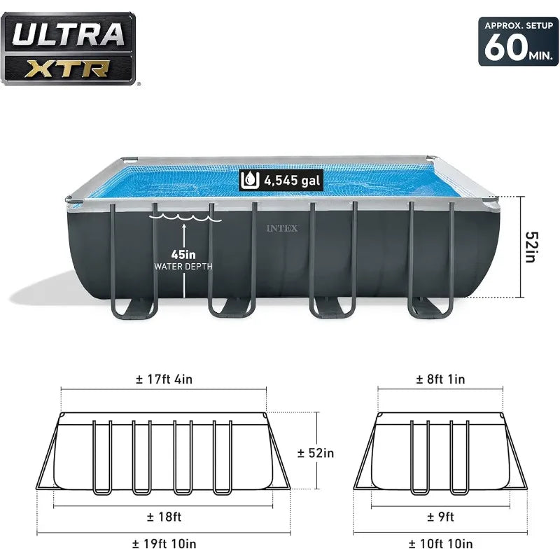 Ultra XTR Rectangular Frame Pool Set With Pump Above Ground