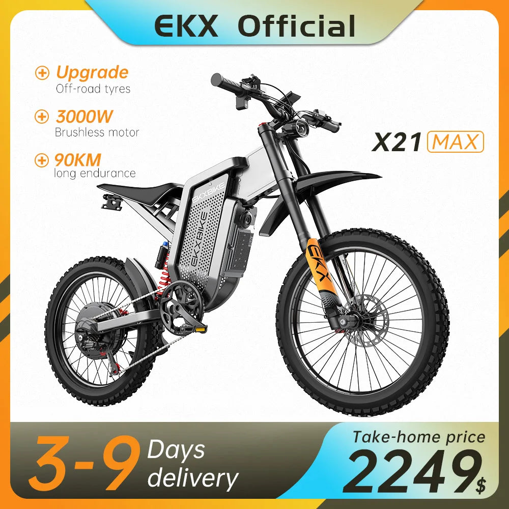 EKX X21 Max Electric Motorcycle 3000W Brushless Gearless Ebike