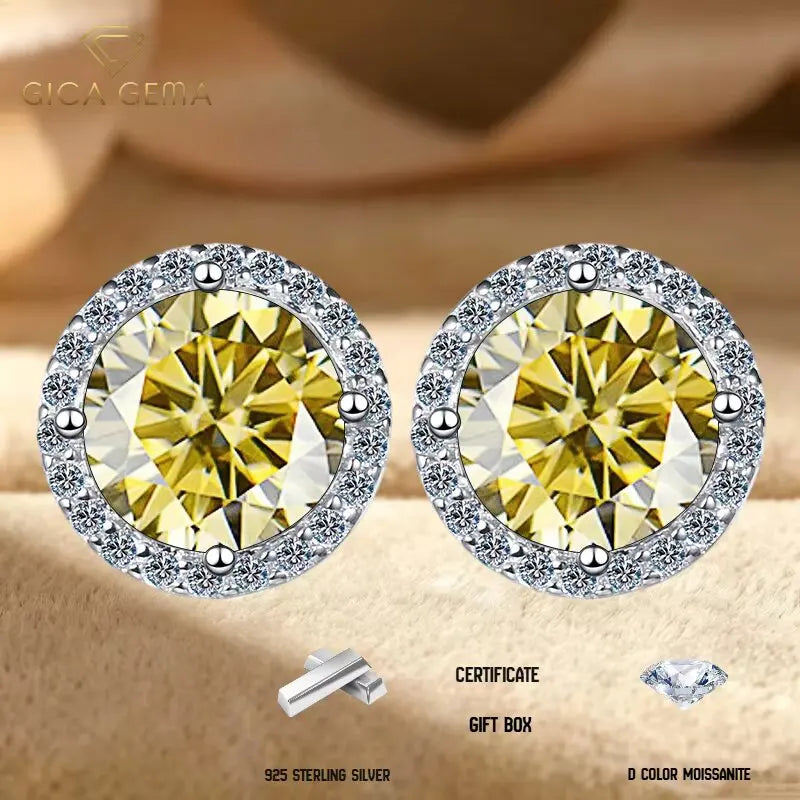 Multi Color Moissanite Stud Earrings Sterling Silver Jewelry For Women