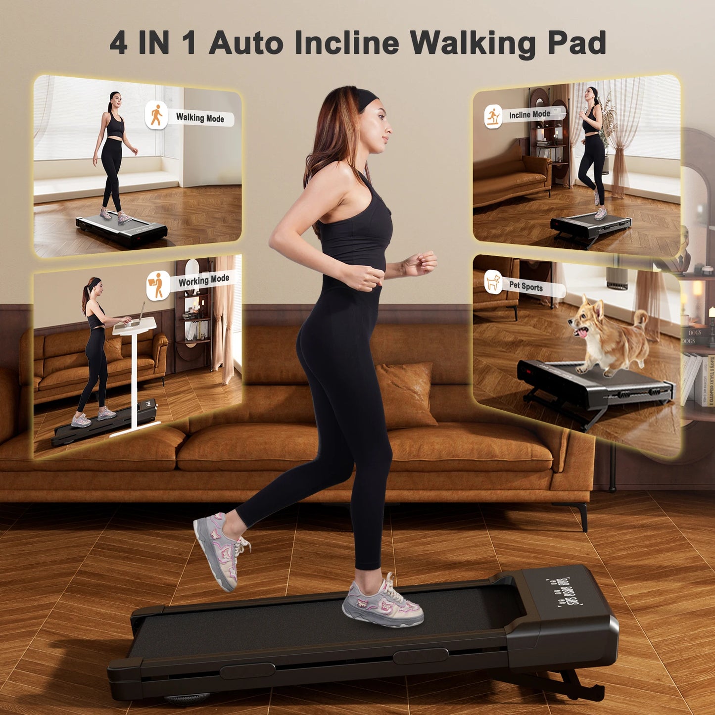 Superun 3.0HP Under Desk Treadmill With Adjustable Incline Speed 1To6KMH