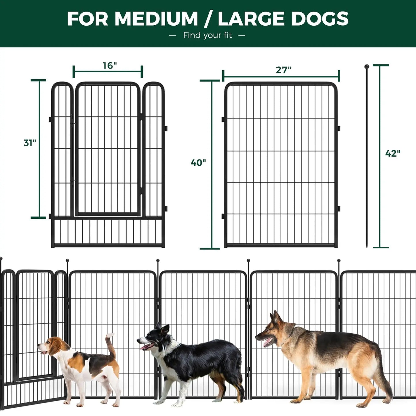 Studyset Portable Metal Dog Fence Indoor Outdoor Pet Pen