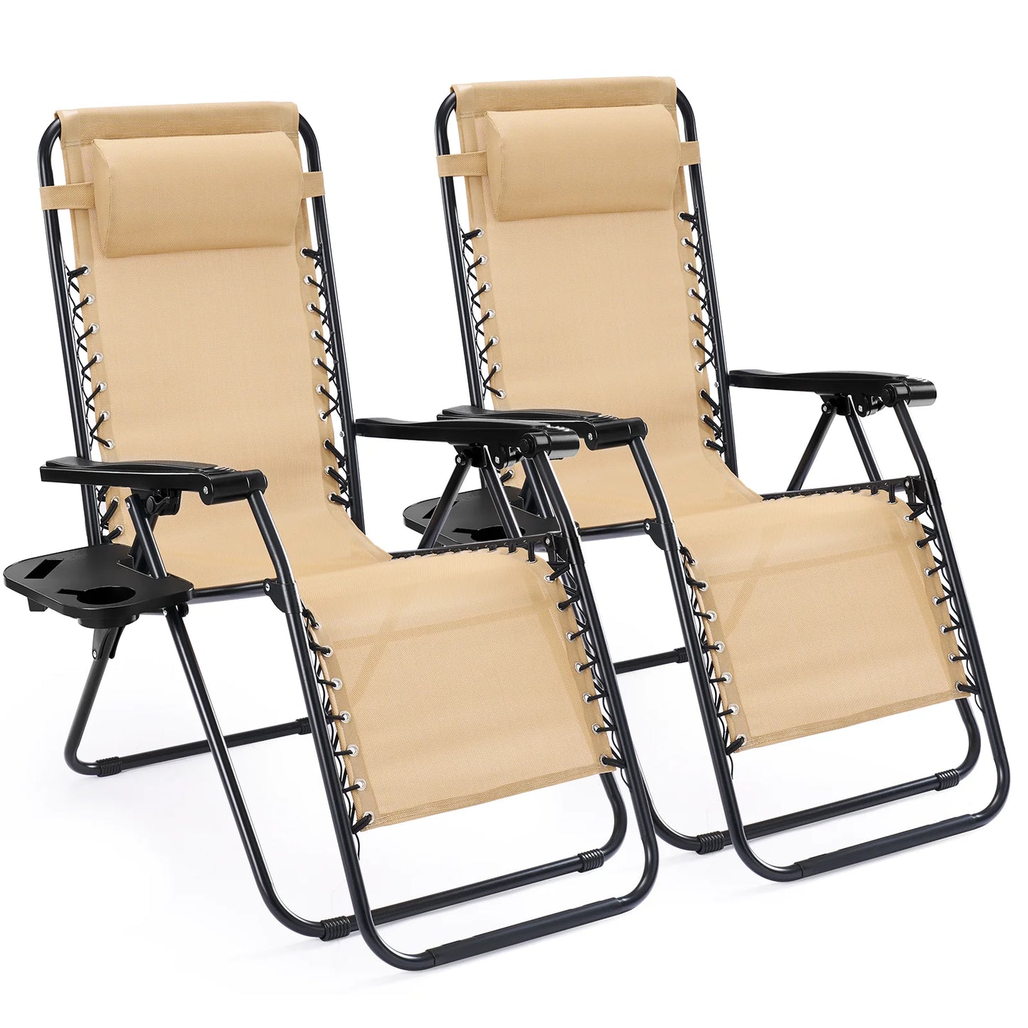 JHK Portable Zero Gravity Recliner Chairs With Cup Holder Trays