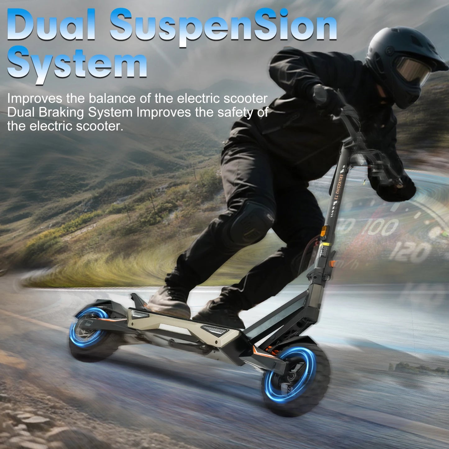 Electric Scooter 1500W Motor 48V Battery 40 MPH Max Speed