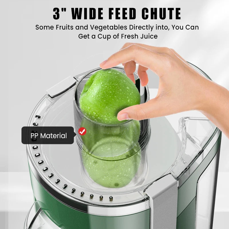 Sejoy Compact Fruits Juicer,500W Juice Extractor Machine Wide Mouth 3” Feed Chute for Fruit Vegetable Centrifugal Extractor