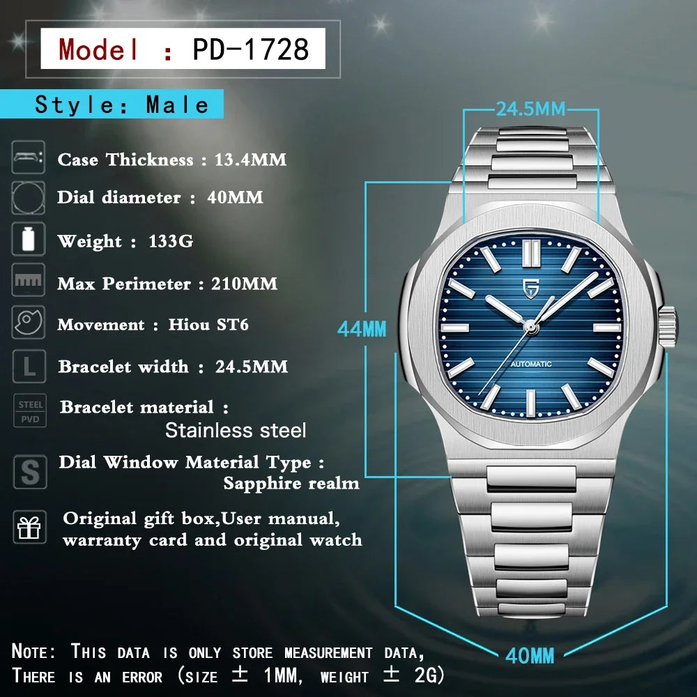 PAGANI DESIGN Automatic Watch For Men Stainless Steel Sports Luxury