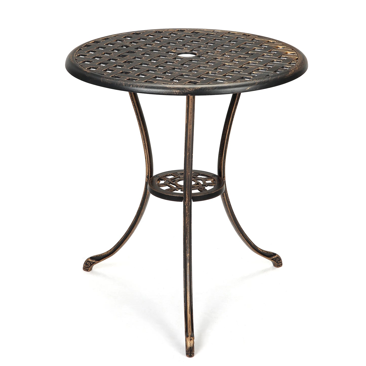HiMISS Marine Grade Aluminum Outdoor All Weather Bistro Table With Umbrella Hole