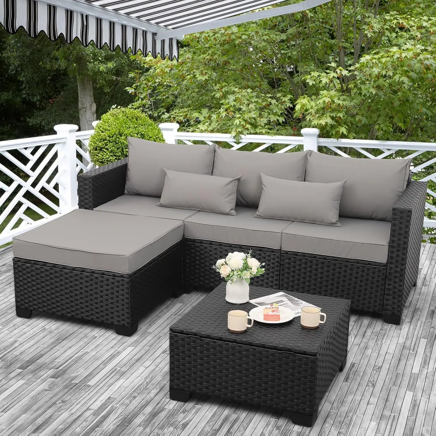 Guangbai 3 Piece Patio Furniture Set Outdoor Sectional Sofa