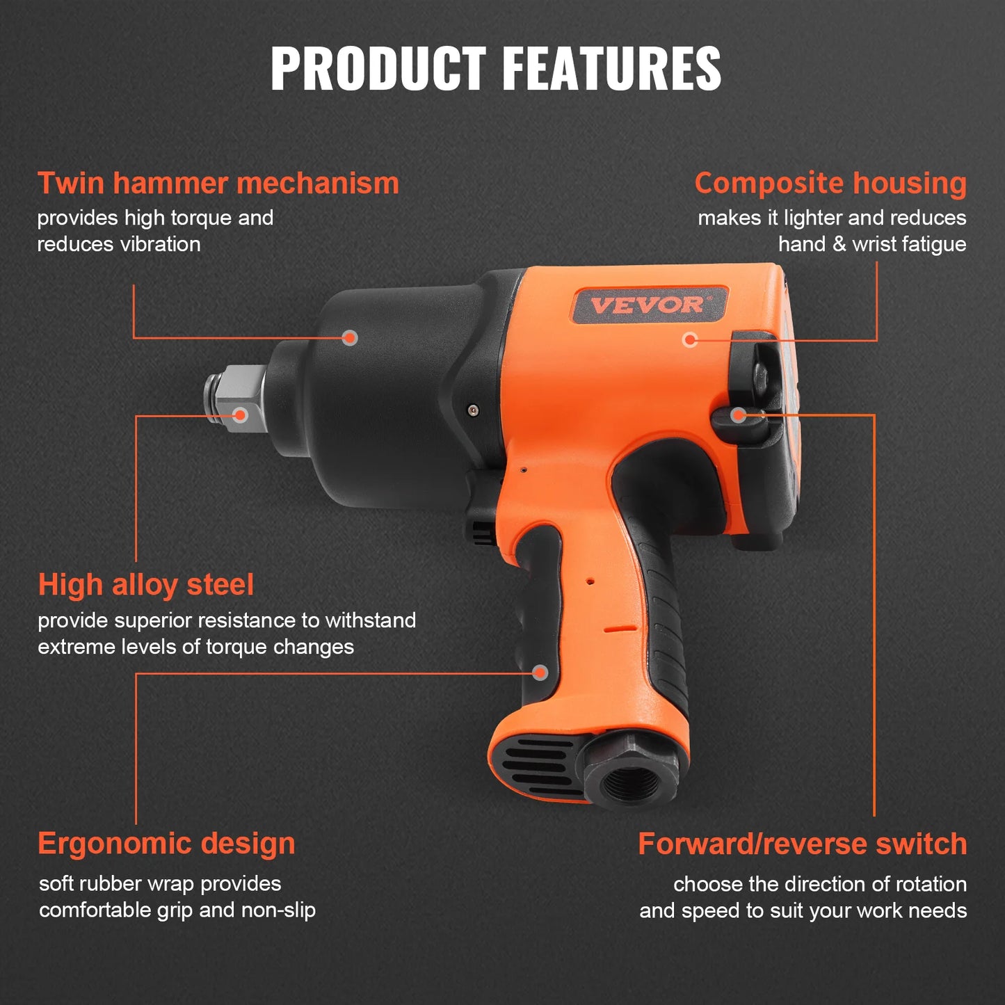 SucceBuy Air Impact Wrench 3 Quarter Inch Square Drive