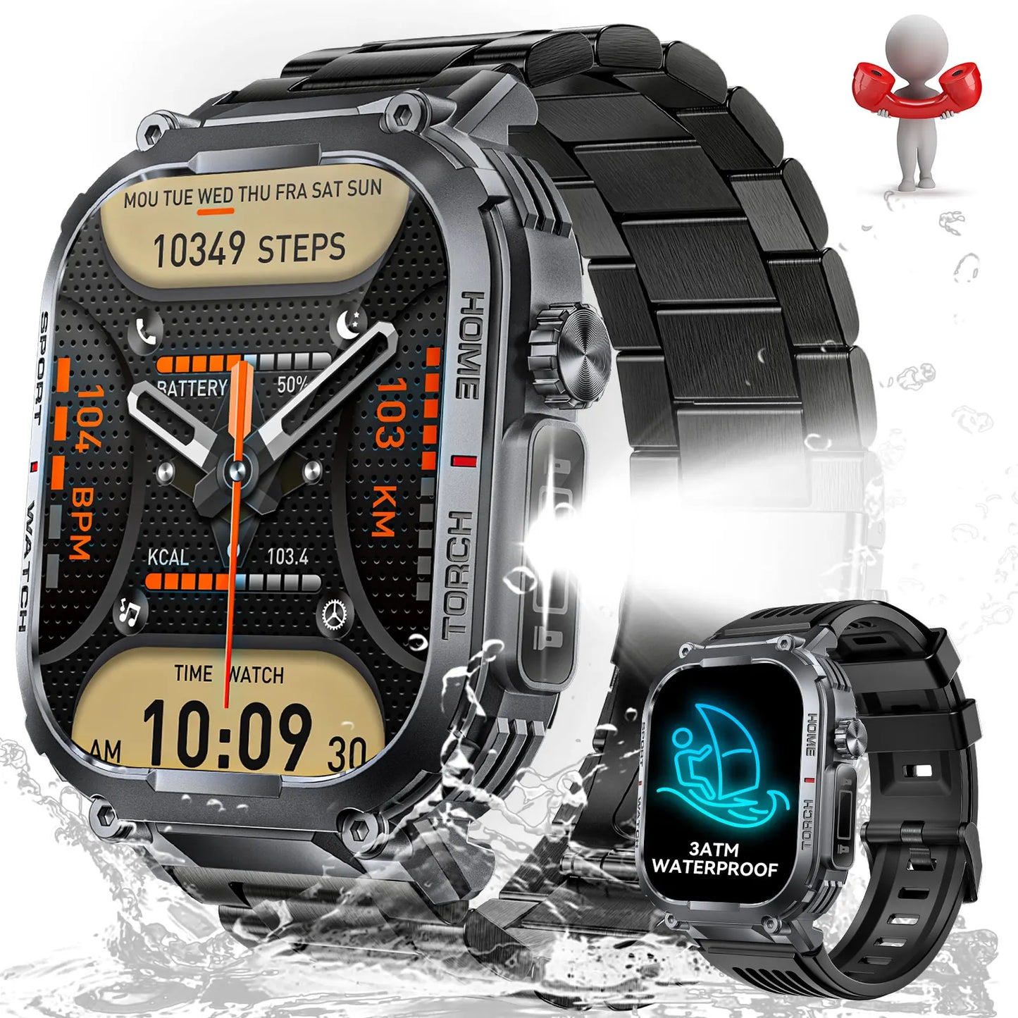 LaNikar Smart Watch Men 3ATM Waterproof Compass And Heart Rate