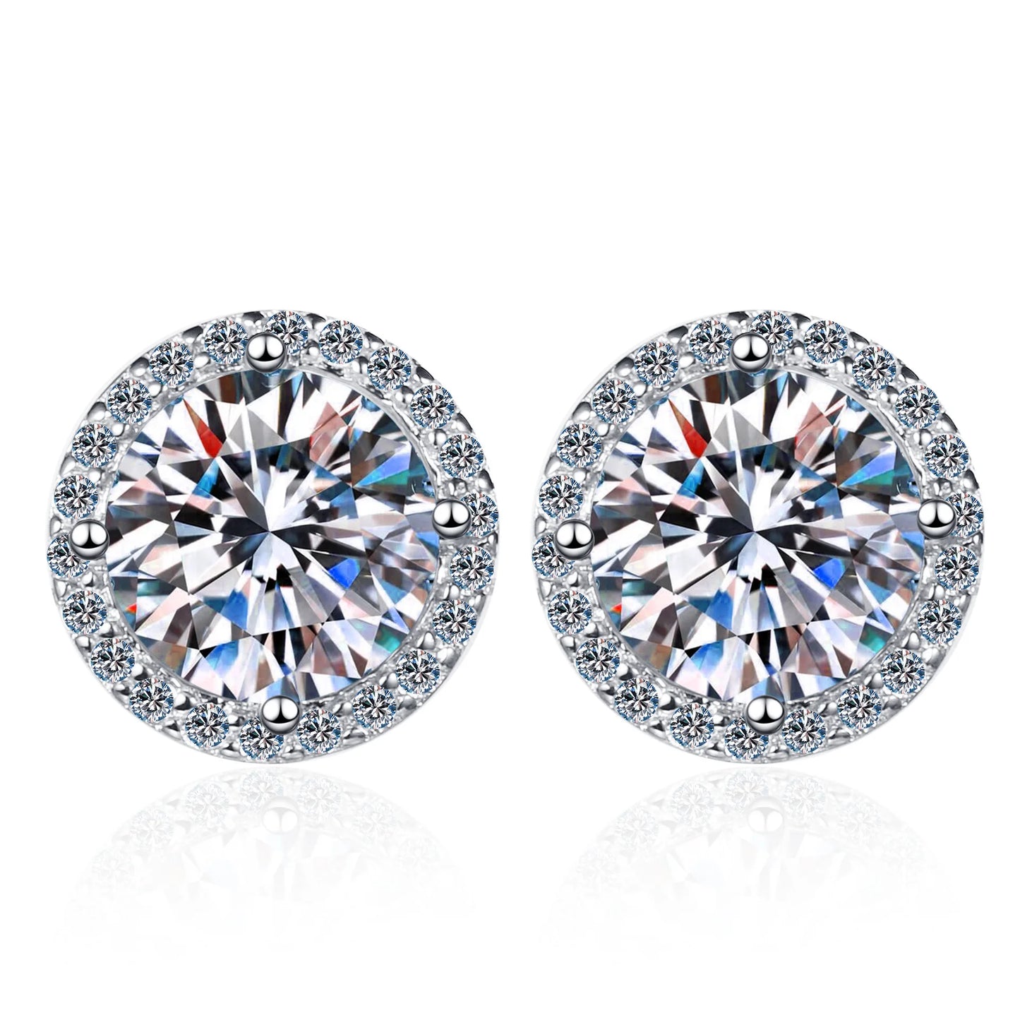 Multi Color Moissanite Stud Earrings Sterling Silver Jewelry For Women