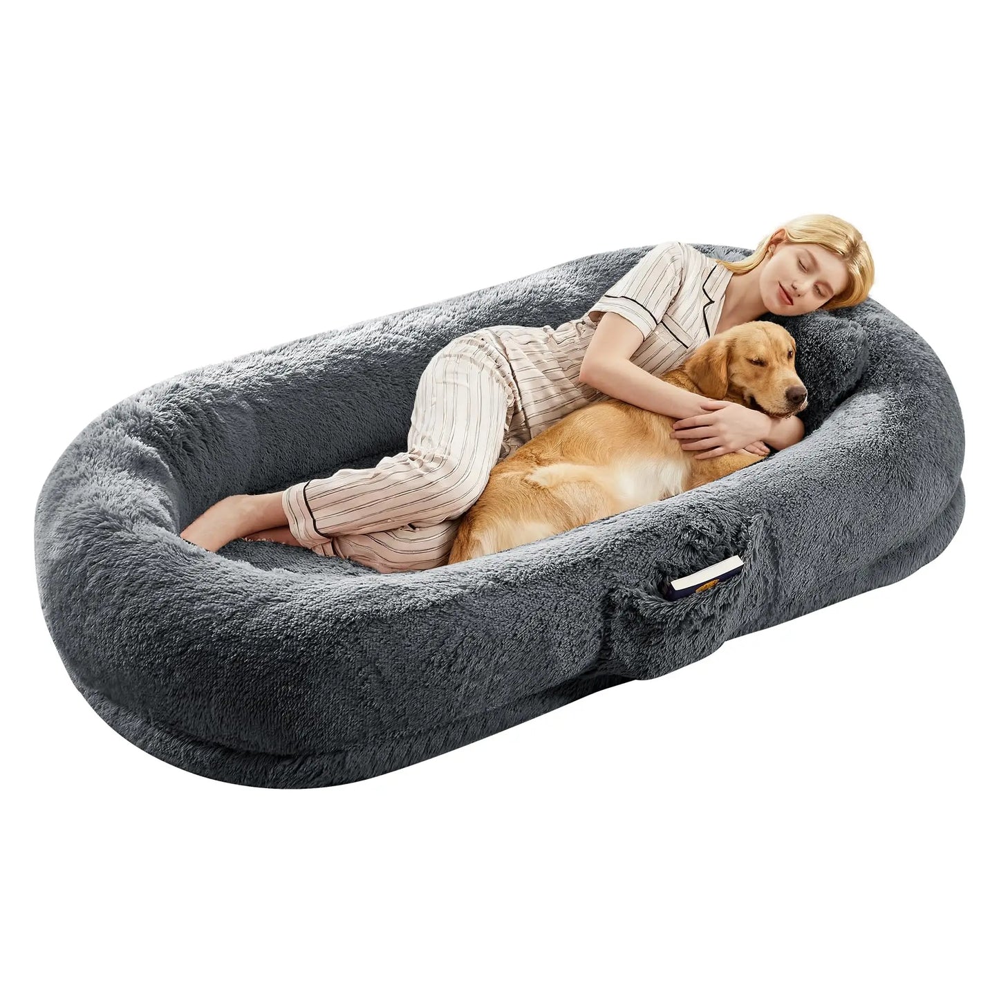 HiMISSCN Orthopedic Faux Fur Pet Bed With Pillow