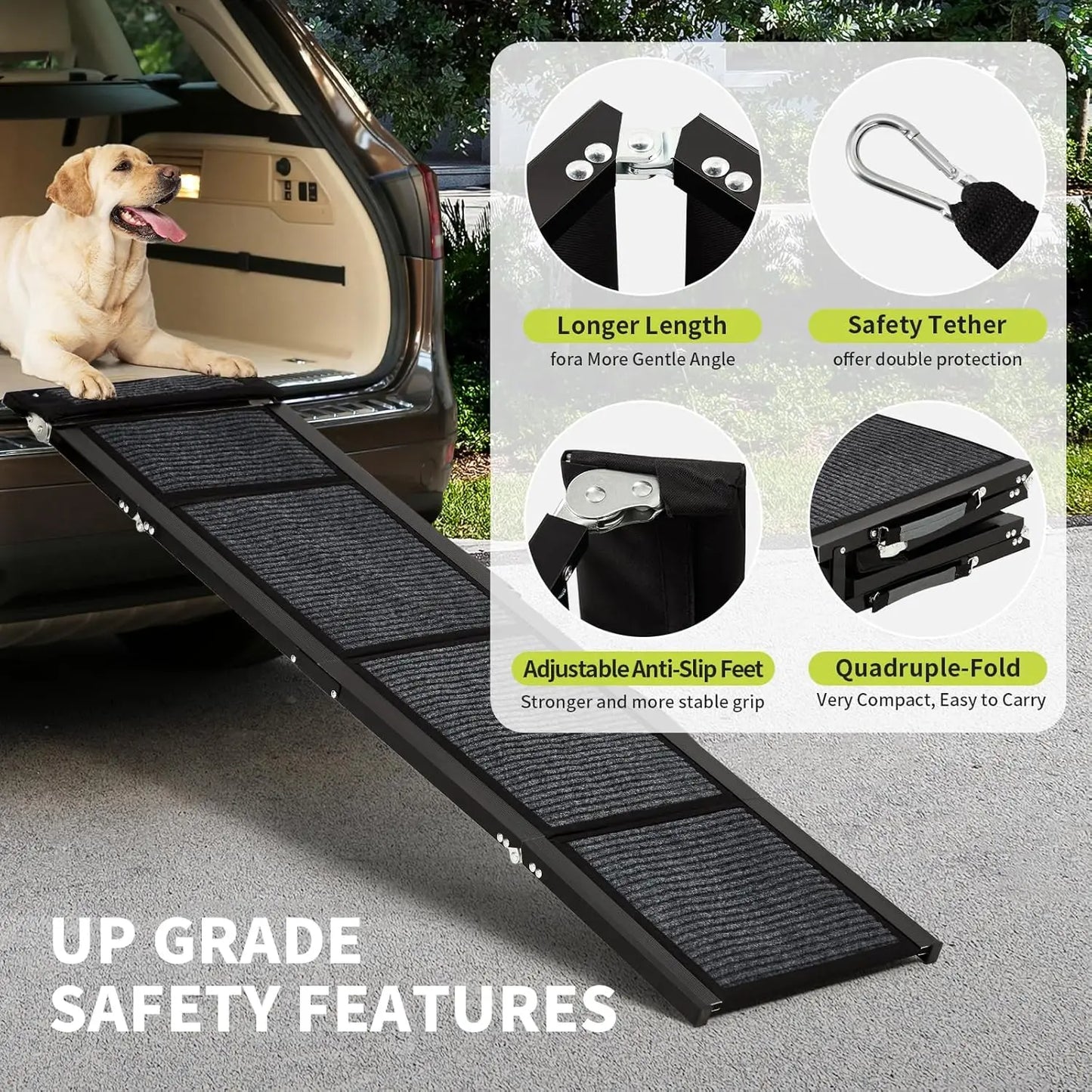 HiMISS Folding Car Dog Ramp Non-Slip Portable 250 LBS
