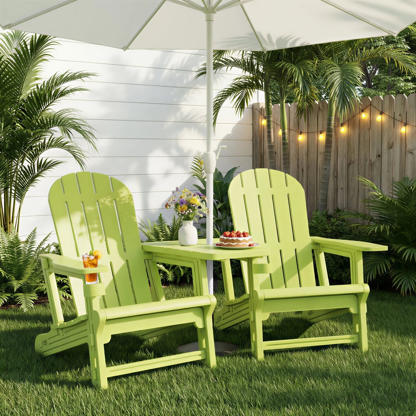 PIYRQ Outdoor All-Weather 2-Person Chair Set With Table And Footrest
