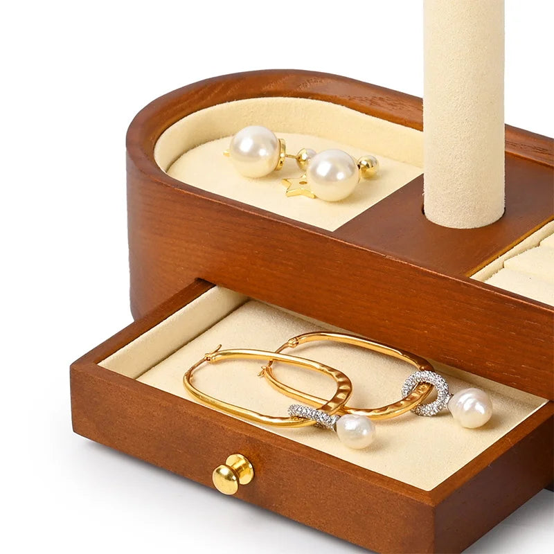 Oirlv Wooden Jewelry Organizer and Watch Display Stand