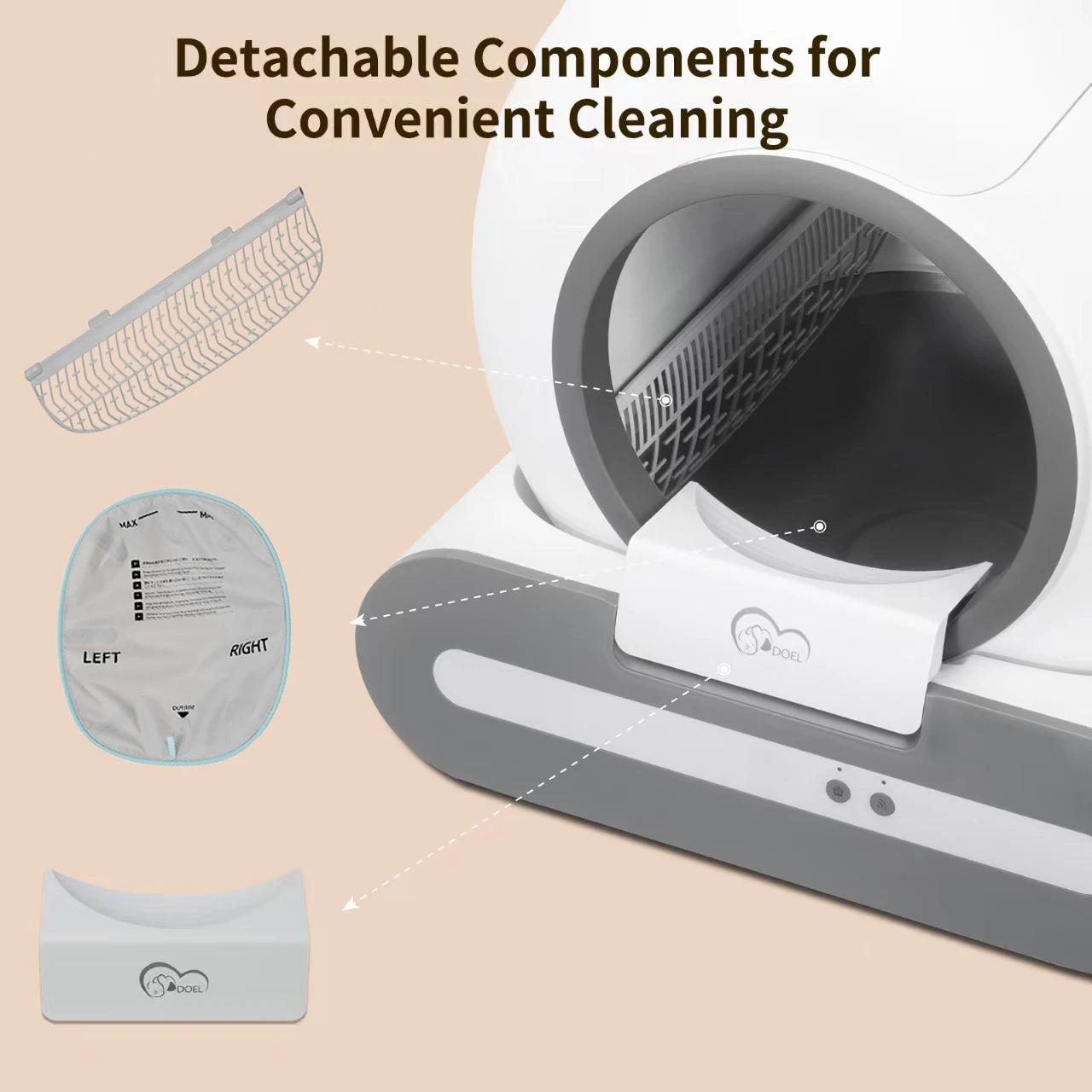 DOEL Self-Cleaning Cat Litter Box App Control WiFi