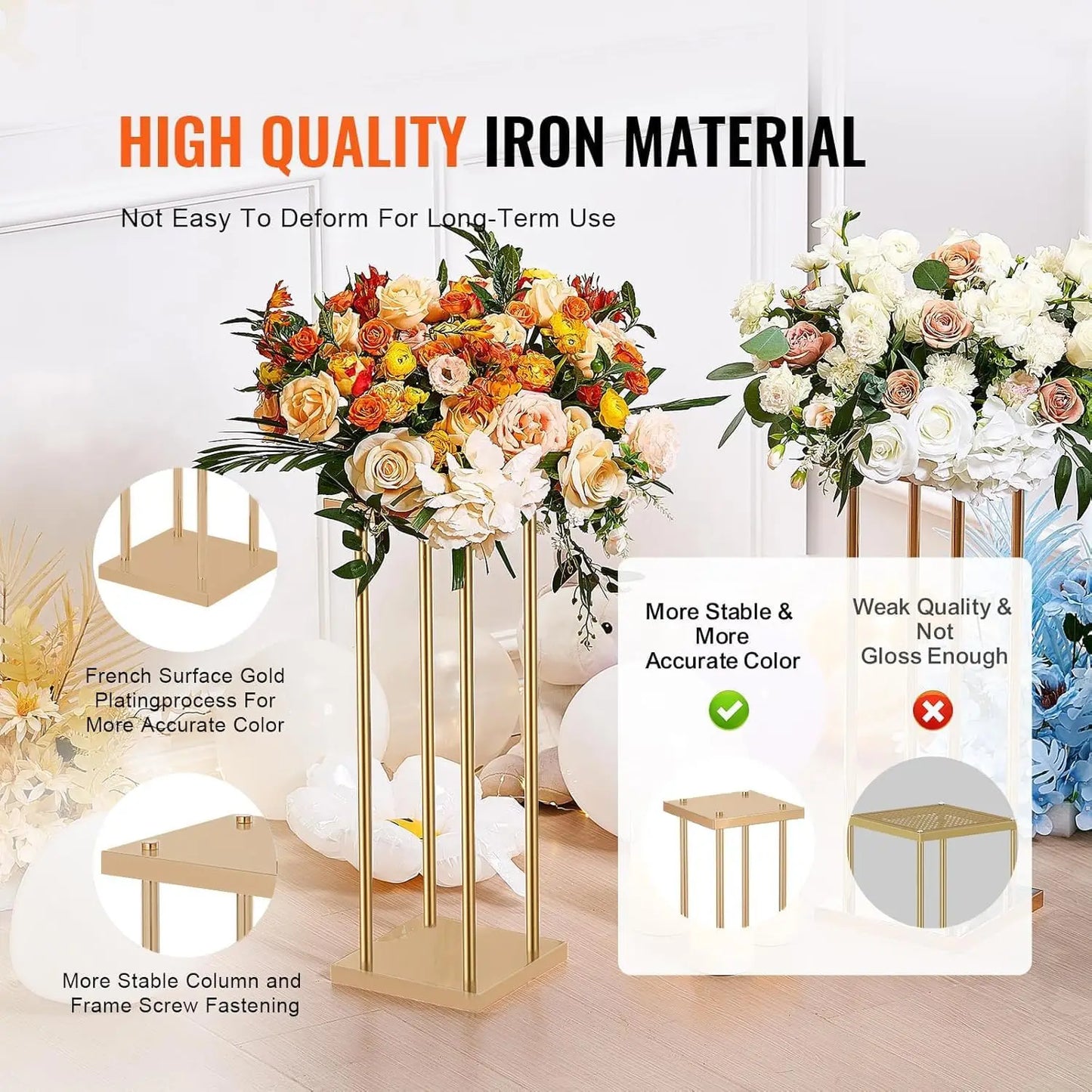 Metal Wedding Centerpiece Flower Stand Set for Tables 12 Pieces