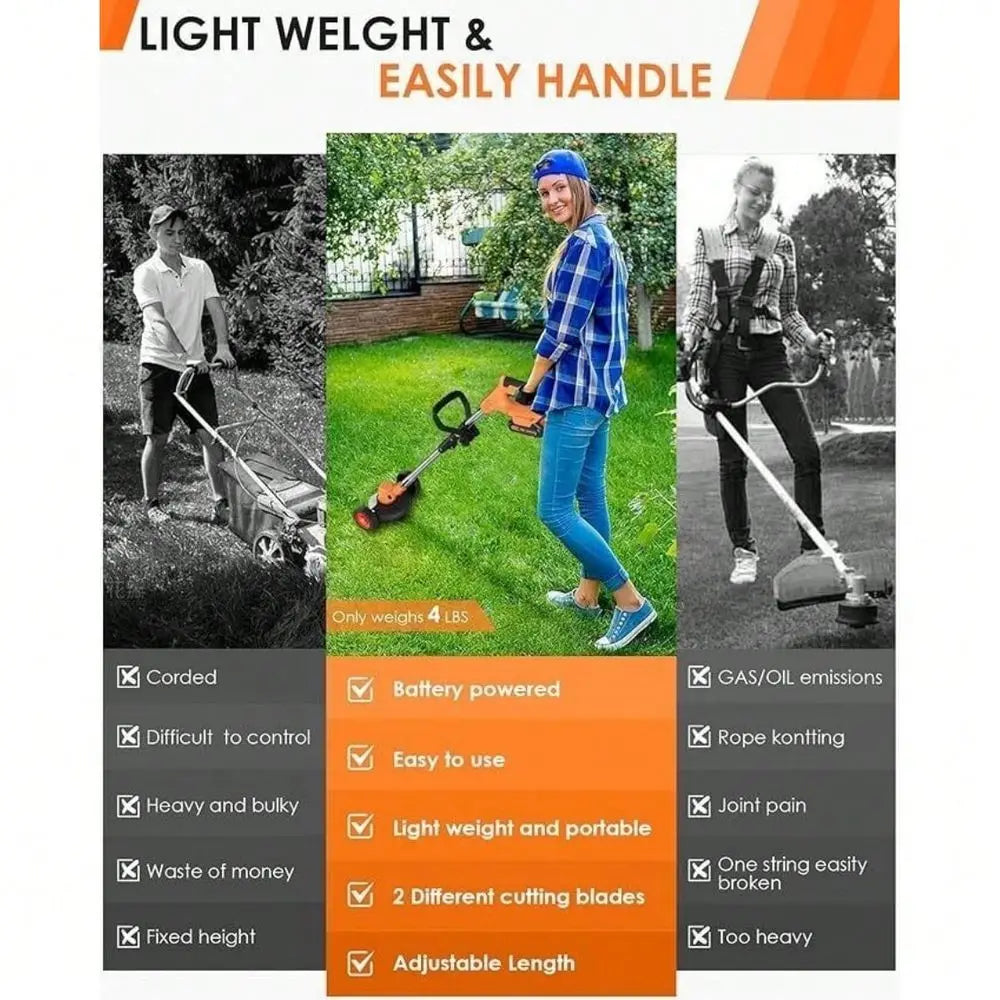 XMSJ 21V String Trimmer Edger Whacker Grass Eater Lawn Cutter