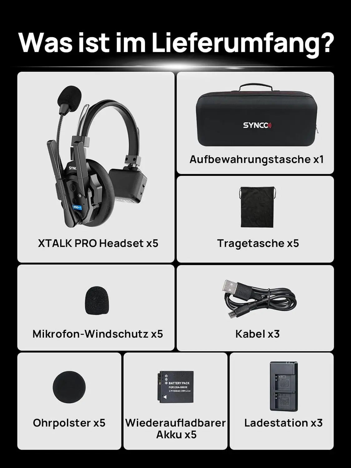 SYNCO XTALK XPRO5 Wireless Intercom Headset With 24 Hour Battery