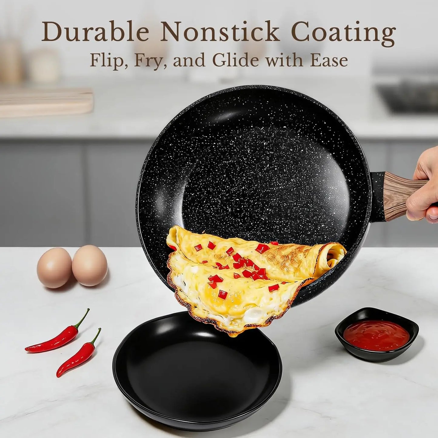 25-Piece Nonstick Ceramic Cookware Set Induction Compatible PFAS Free