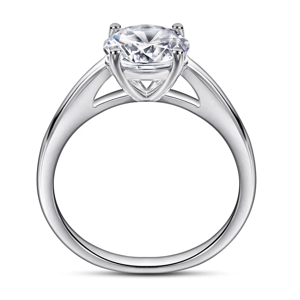Classic Four Claw Moissanite Sterling Silver Engagement Ring For Women