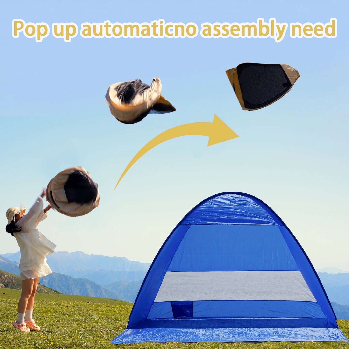 Pakicetus Pop Up Beach Tent With Carry Bag Quick Setup Shelter