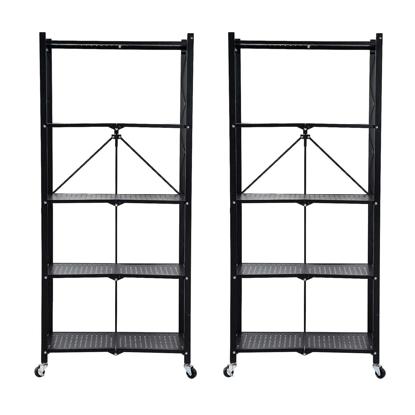 5 Tier Mobile Metal Storage Shelving Unit With Wheels