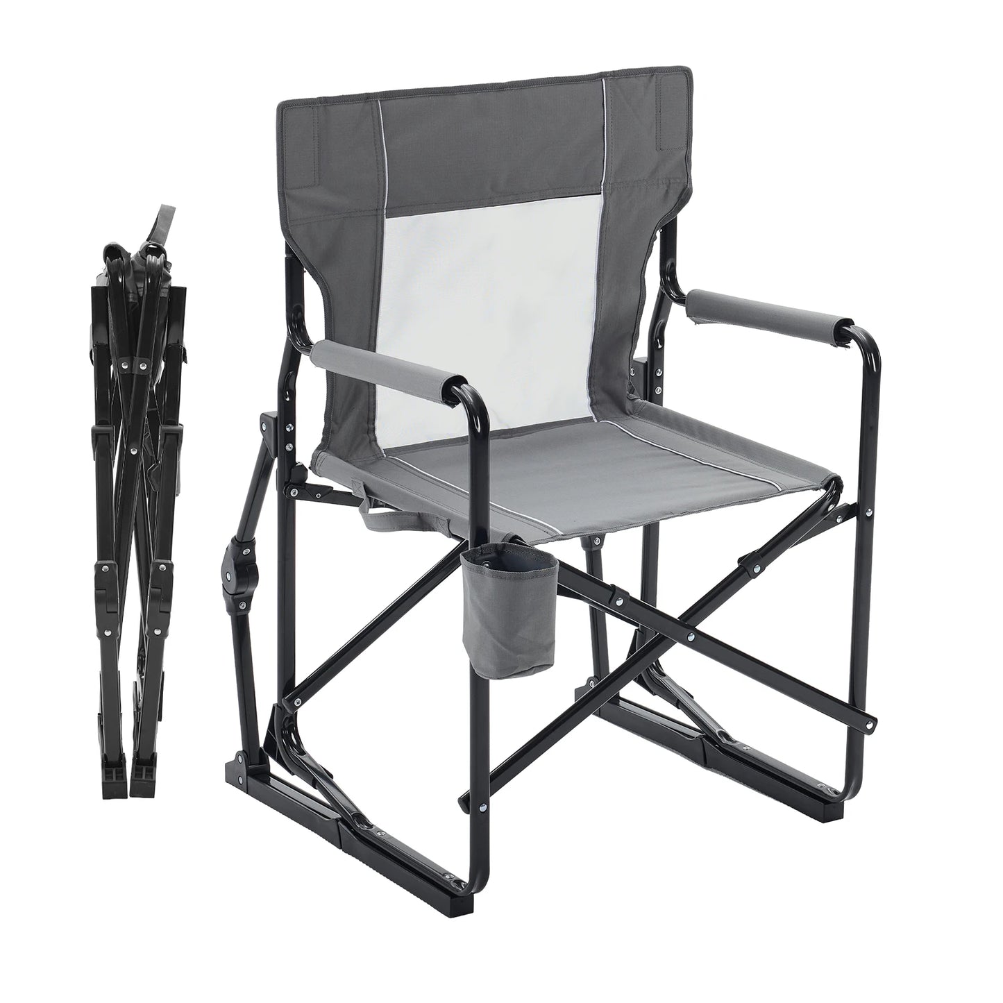 JHK Outdoor Folding Camping Chair With Mesh Back Armrests Waterproof