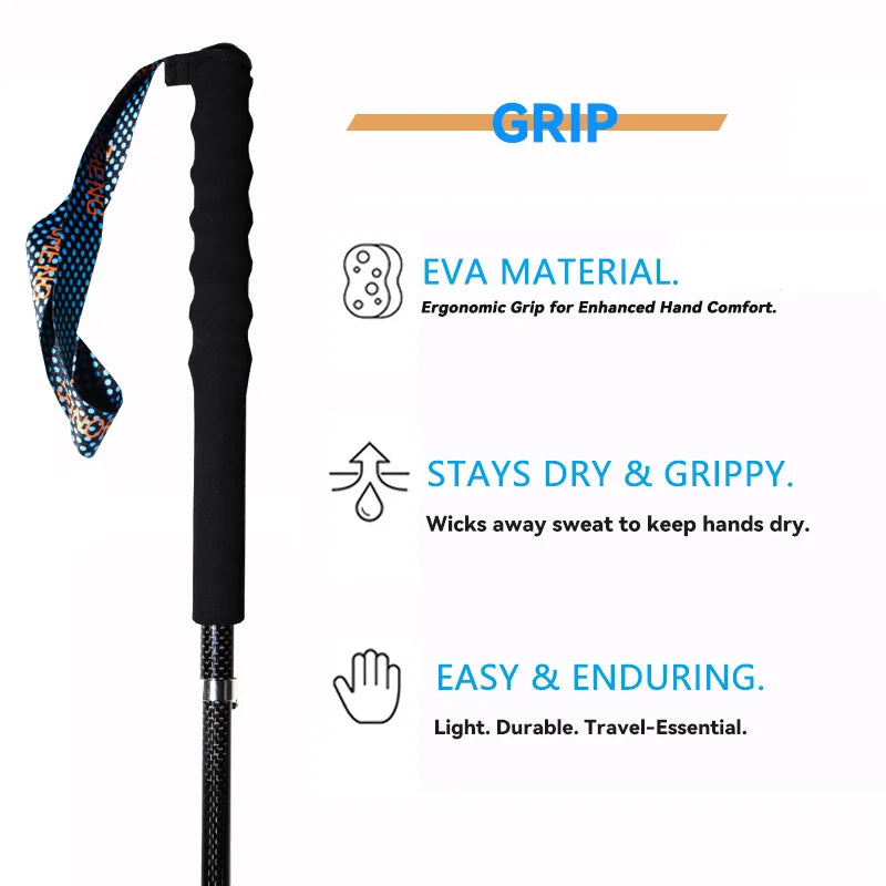 Okhealing Ultra Light Folding Trekking Poles Carbon Fiber
