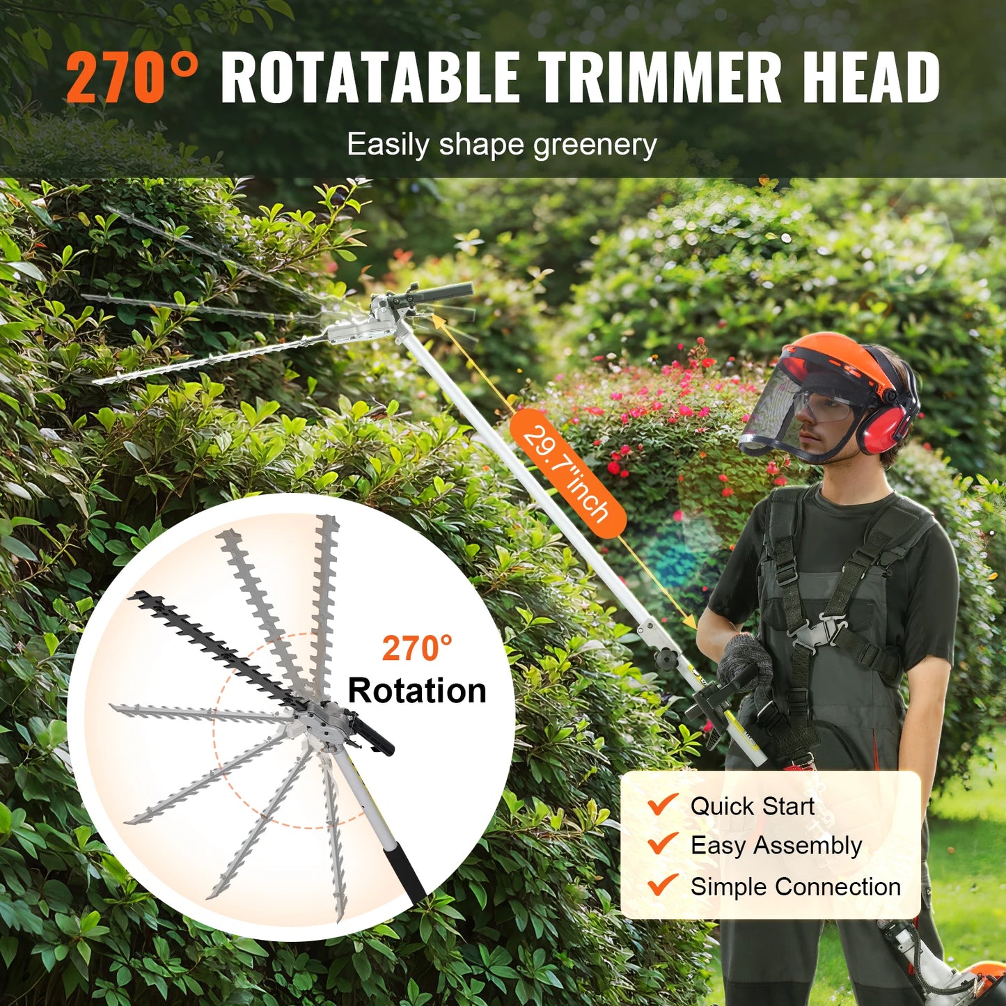SucceBuy 33cc 6-In-1 Gas Garden Tool Set Hedge Trimmer