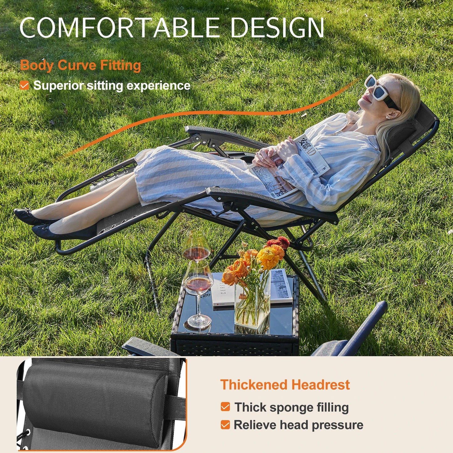 JHK Zero Gravity Recliners Set With Cup Holders