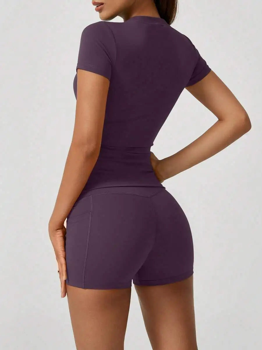 Women's High Waist Tummy Control Butt Lifting Sports Shorts Set