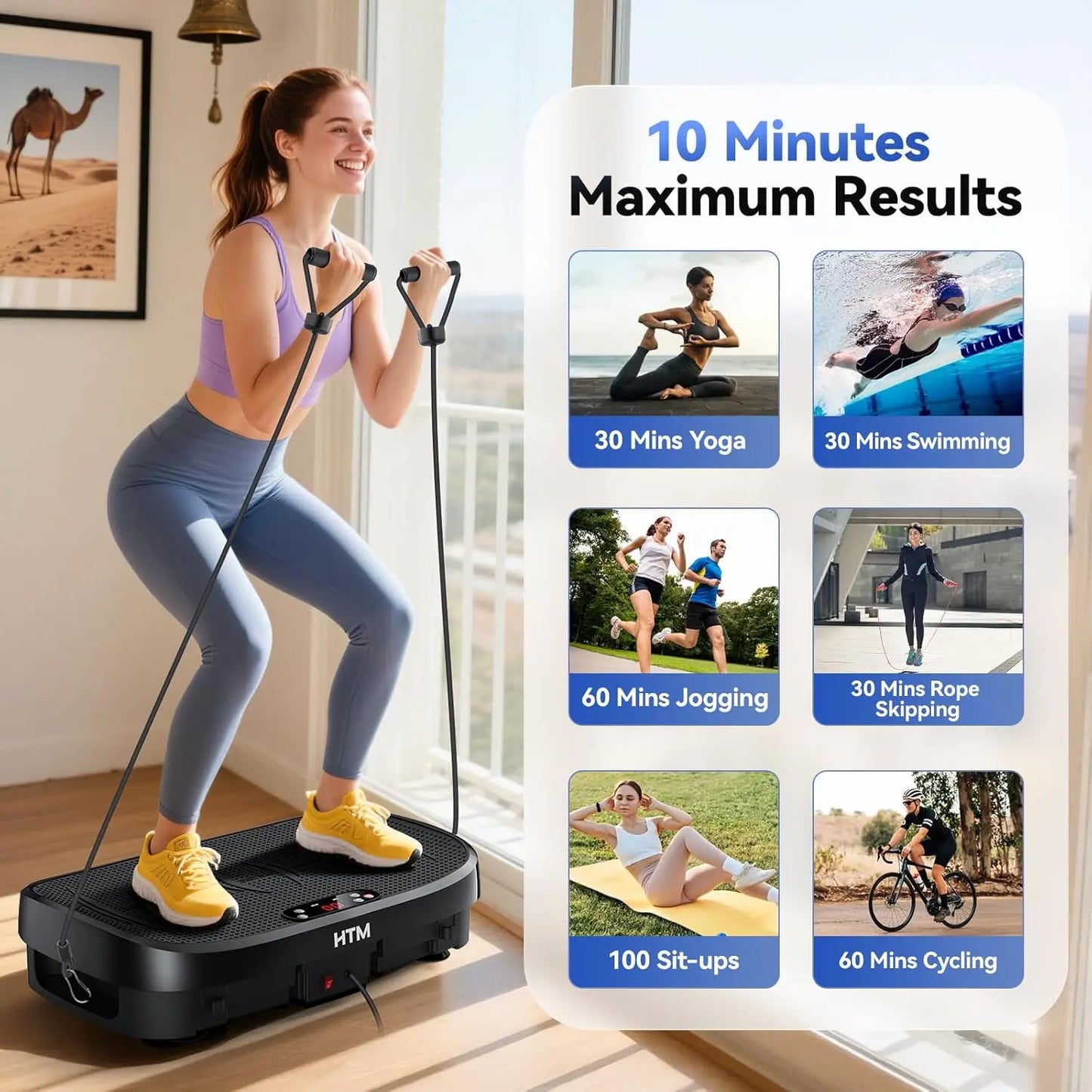 HTM Vibration Plate For Whole Body Exercise Bluetooth Remote Control