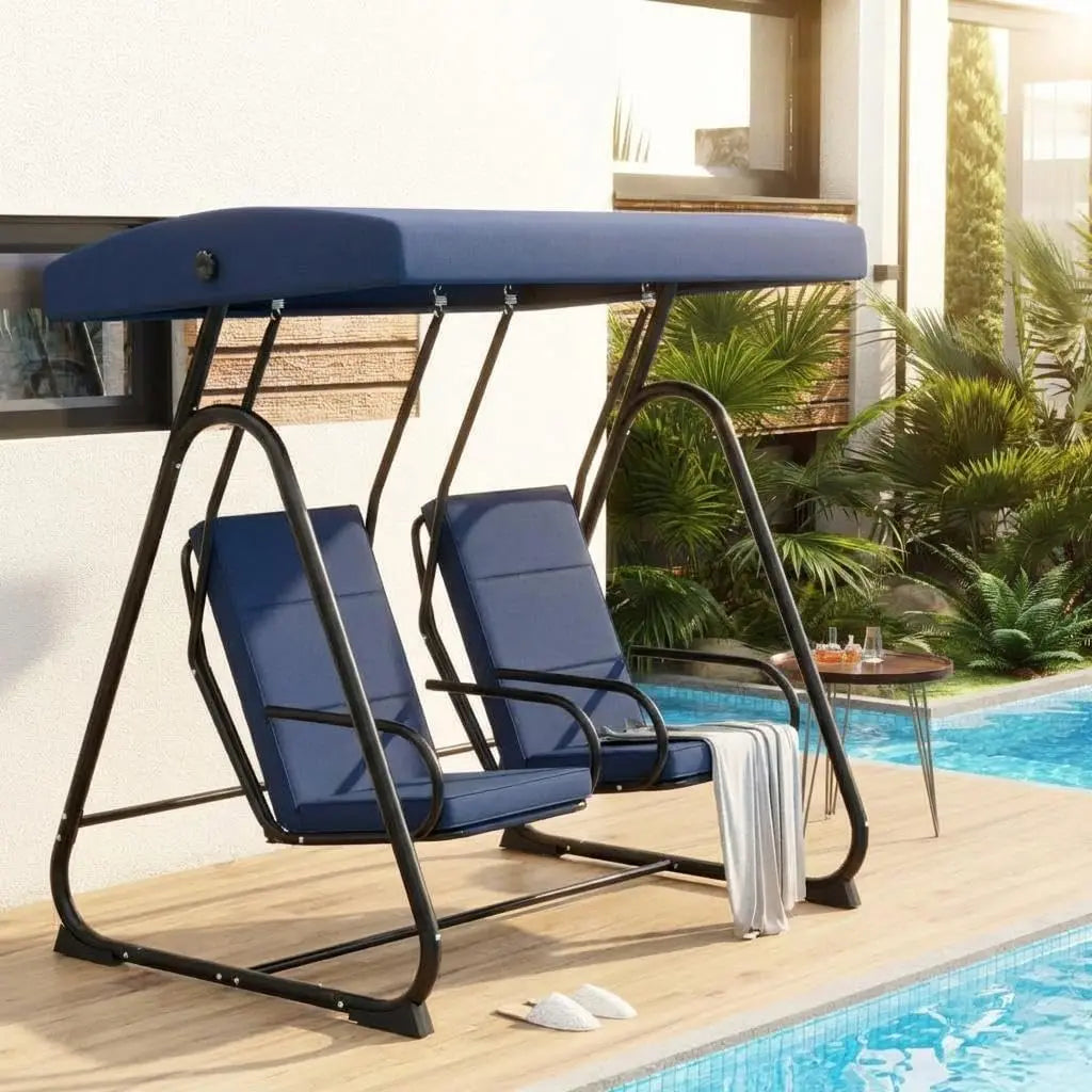 HiMISS Outdoor Swing Chair With Adjustable Canopy For Patio
