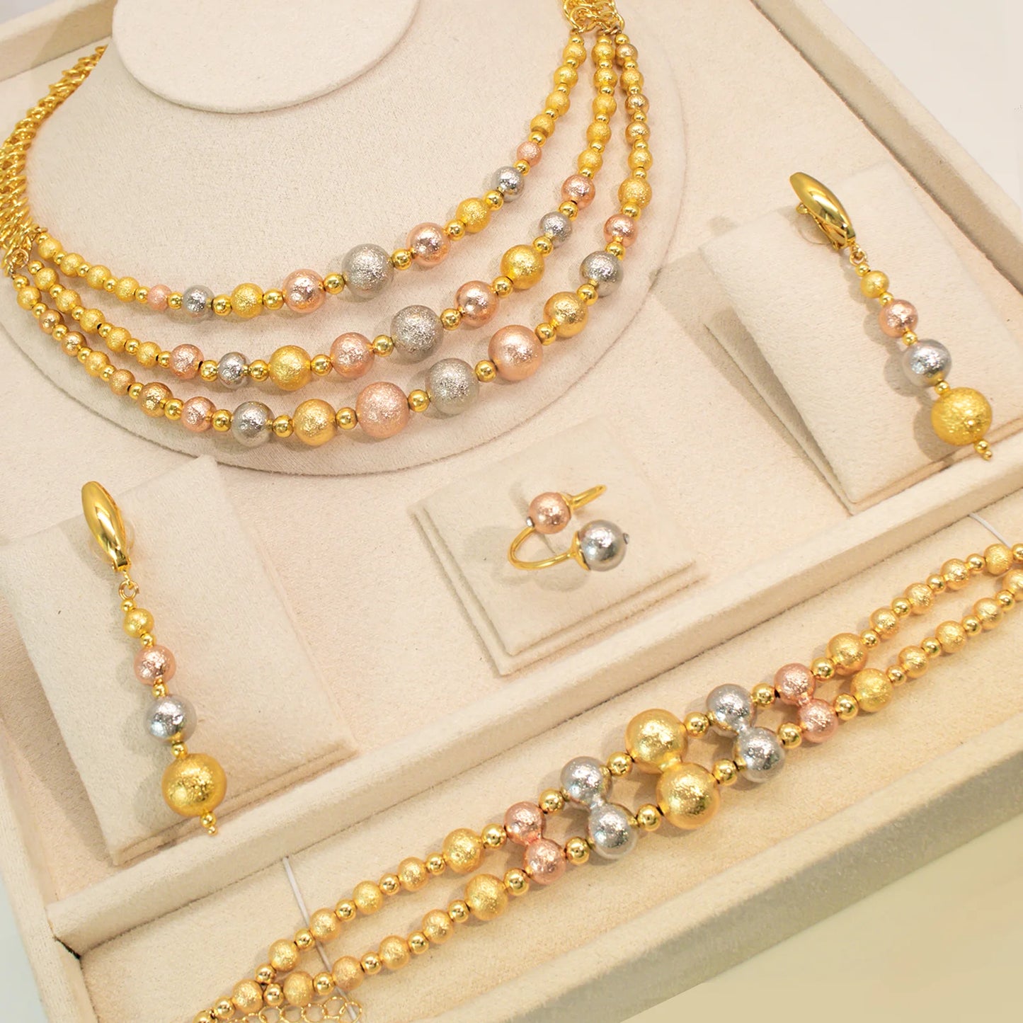 GZJPEI Fashion Jewelry Set For Women Multi Layer Beads