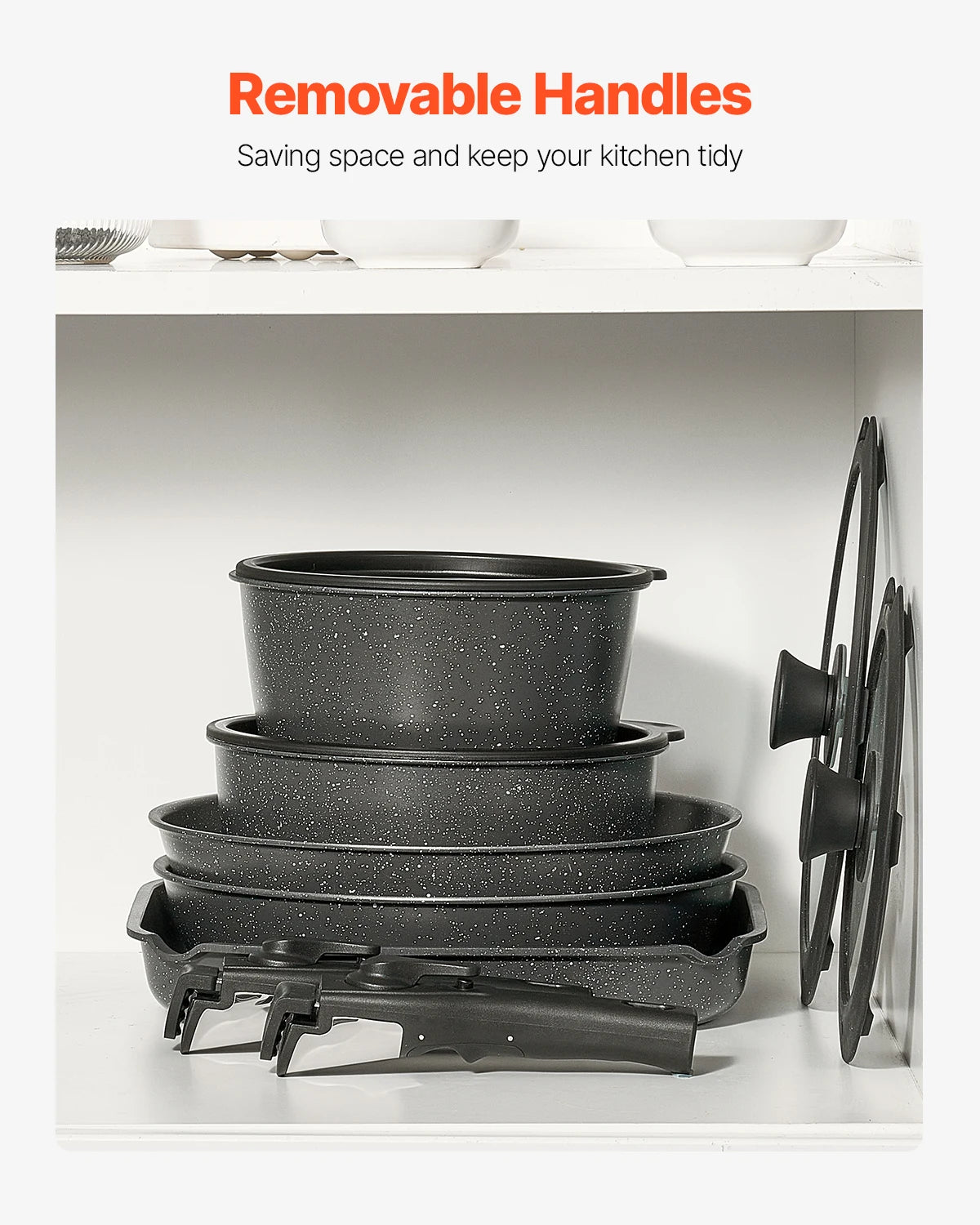 SucceBuy 17 Piece Nonstick Cookware Set Granite Induction Compatible