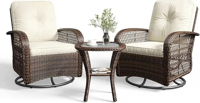 Outdoor Wicker Patio Furniture Set With Rocking Chairs