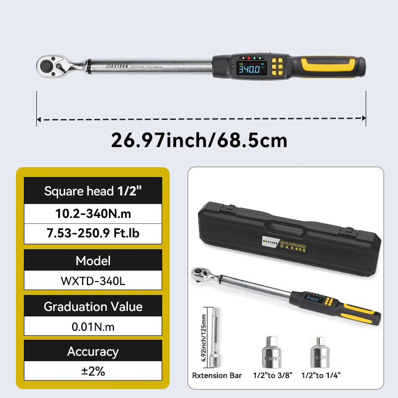 WAXTRON Digital Torque Wrench With Two Percent Accuracy For Automotive