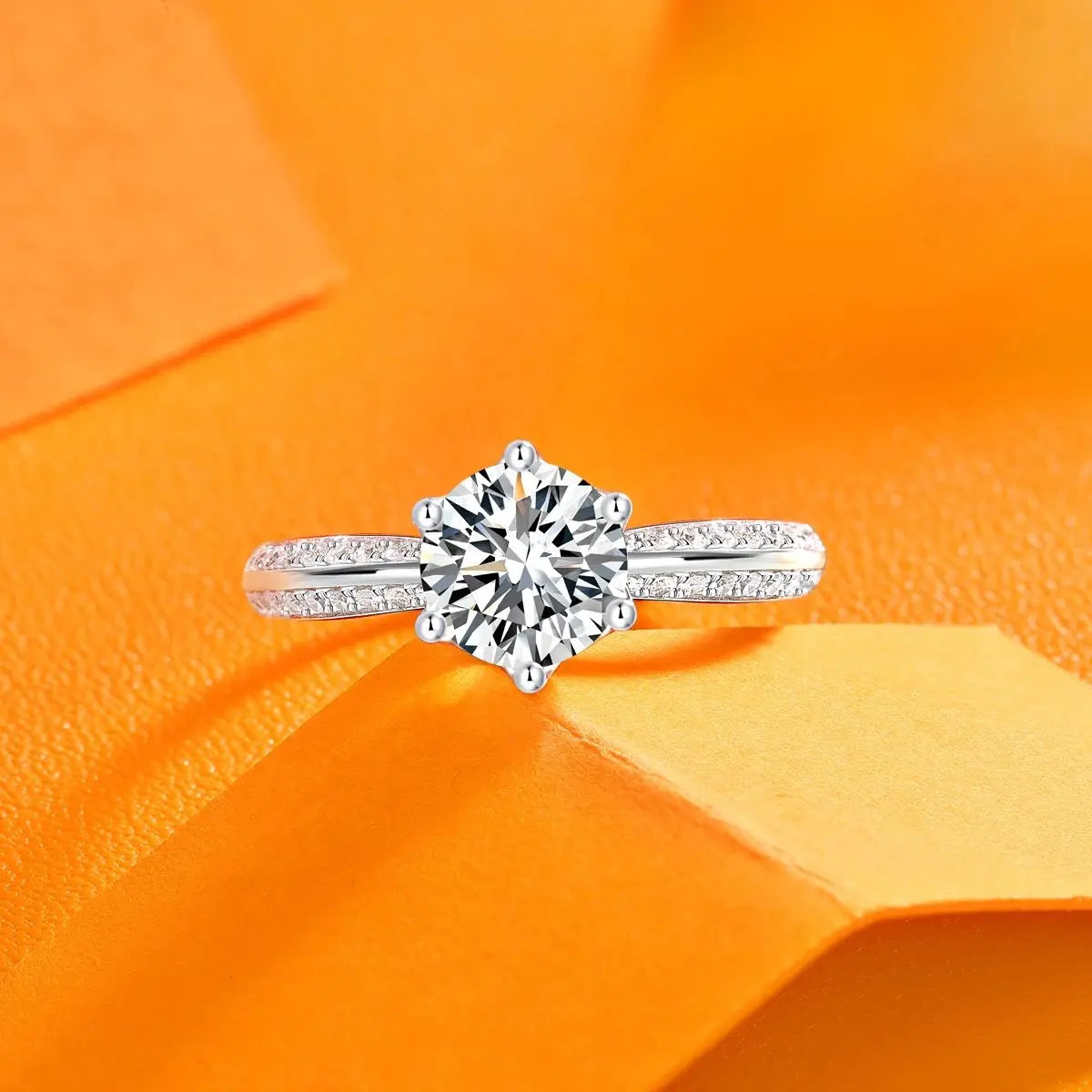 Moissanite Ring 925 Sterling Silver 18K Gold Plated With GRA Certificate