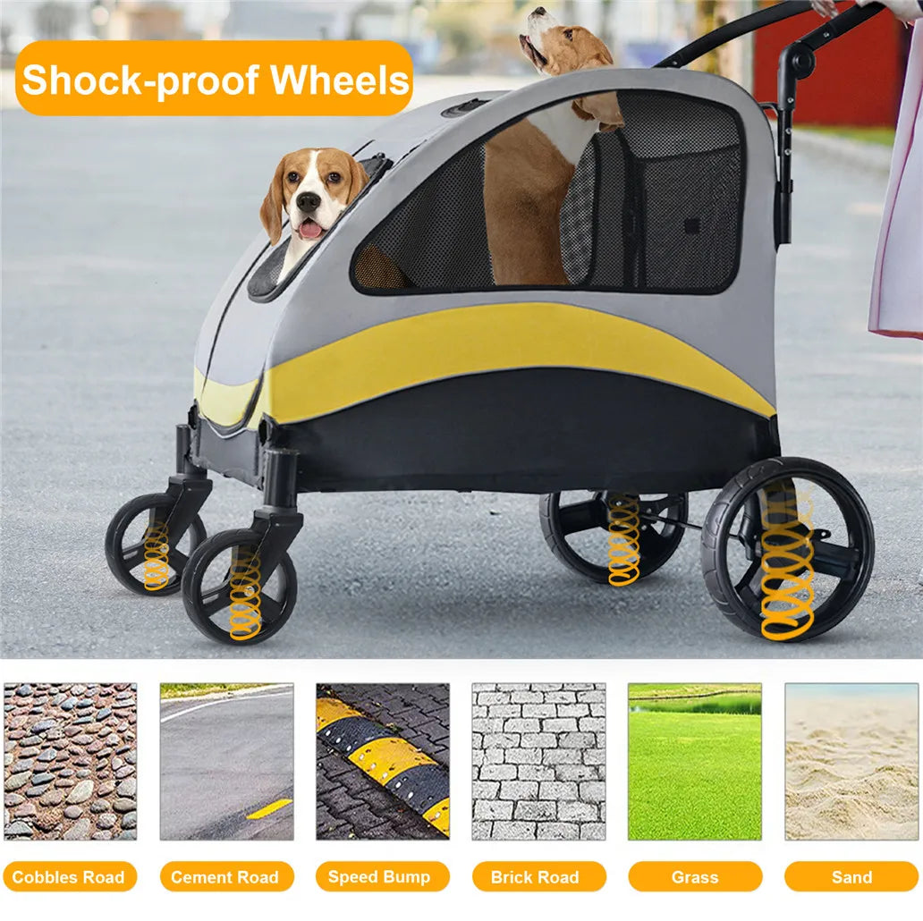 Premium Foldable Dog Stroller Four Wheel Pet Jogger