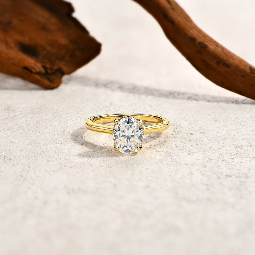 ATTAGEMS Moissanite Ring In Sterling Silver For Women