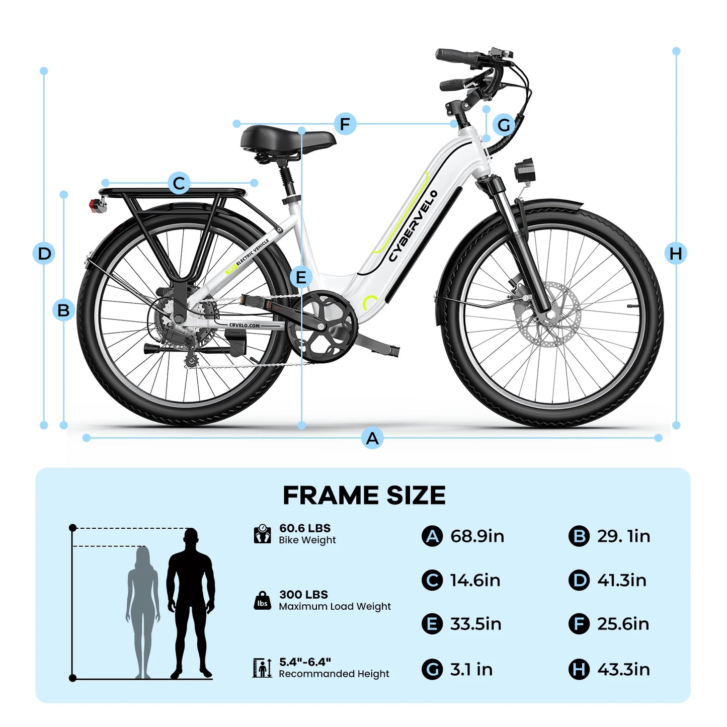 Cybervelo EK7 Electric Bike 1000W Peak Motor Detachable Battery