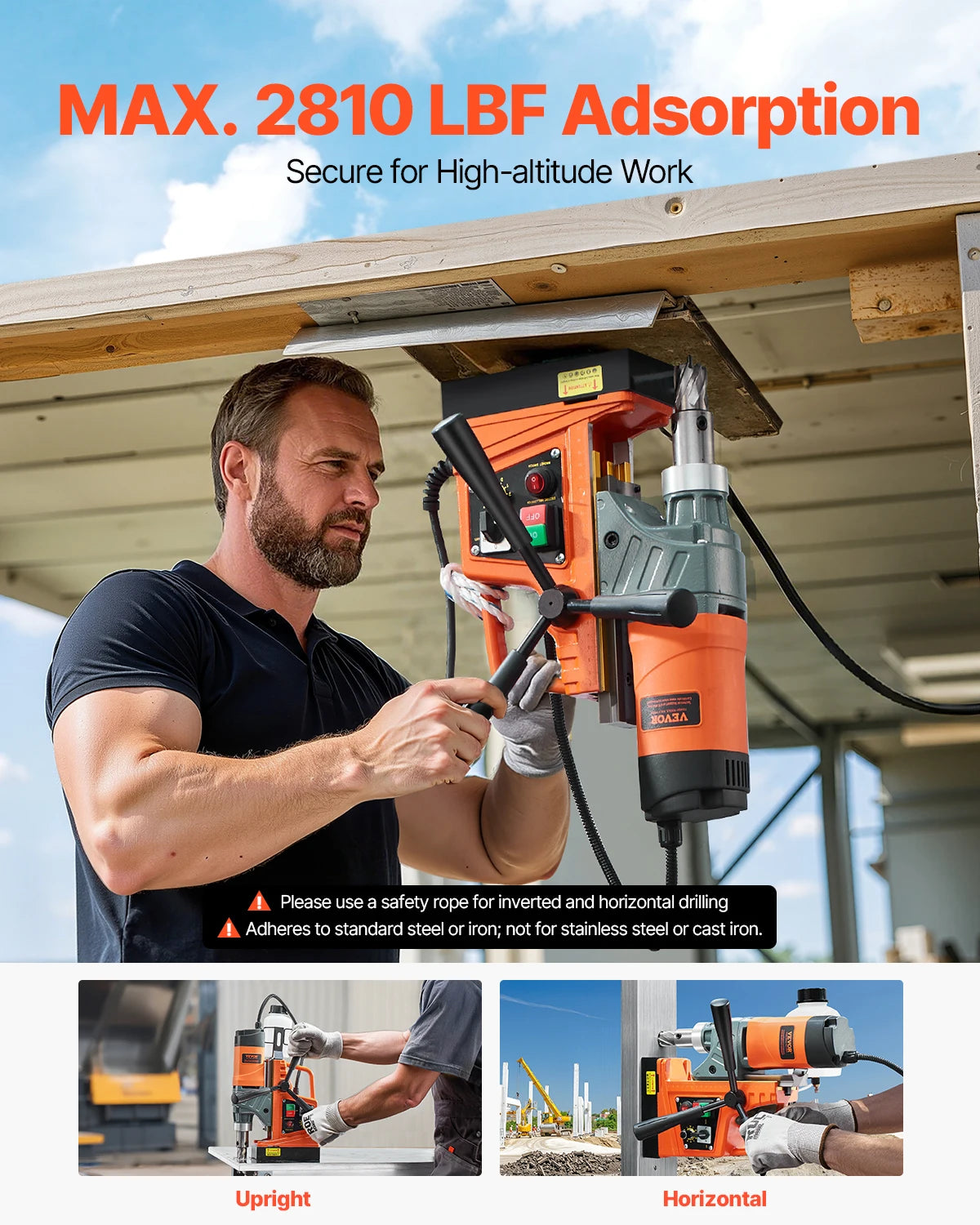 SucceBuy Magnetic Drill 1450W Portable Variable Speed Drilling Machine