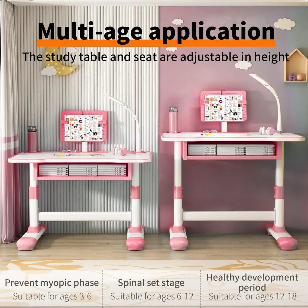 Ergonomic Kids Study Desk Chair Set With Height Adjustment